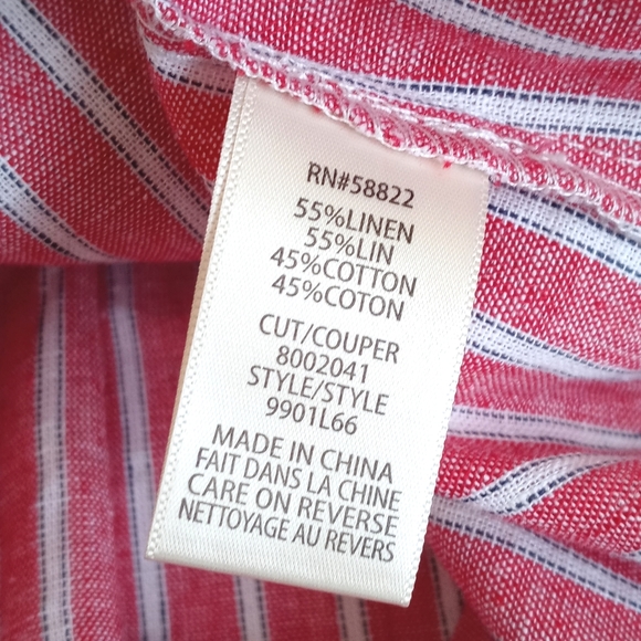 *** Re-Listed** Beautiful Max Studio Red w White Stripes Linen High Low Dress S - Picture 8 of 10